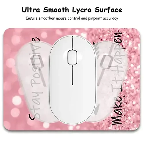 Dapesuom Small Mouse Pad, 6 x 8 Inch Thick Rubber Premium-Textured Non-Slip Portable & Washable Mini Mouse Mat for Women Wireless Laptops Keyboard Tray Gaming Work Computer Office Travel, Pink Quotes - 3