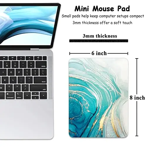 Dapesuom Small Mouse Pad, 6 x 8 Inch Thick Rubber Premium-Textured Non-Slip Portable & Washable Mini Mouse Mat for Women Wireless Laptops Keyboard Tray Gaming Work Computer Travel, Gold Line Marble - 2