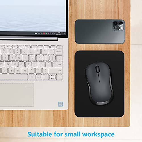 Dapesuom Small Mouse Pad 6 x 8 Inch with Non-Slip Rubber Base, Waterproof Mouse Mat, Mini Mouse Pad for Women Kids Men Wireless Mouse Laptops Keyboard Tray Home Office Travel, Jet Black - 4