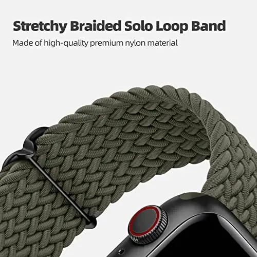 DaQin 4 Pack Braided Solo Loop Apple Watch Band 38mm 40mm 41mm 42mm 44mm 45mm 46mm 49mm ayollar erkaklar uchun mos, iWatch Series 10 9 8 7 6 5 4 3 2 1 SE Ultra/Ultra 2 uchun cho'ziluvchan yumshoq neylon tasma - 2