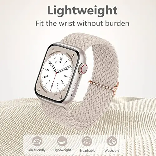 DaQin 4 Pack Braided Solo Loop Apple Watch Band 38mm 40mm 41mm 42mm 44mm 45mm 46mm 49mm ayollar va erkaklar uchun mos, iWatch Series 10 9 8 7 6 5 4 3 2 1 SE Ultra/Ultra 2 uchun cho'ziluvchan yumshoq neylon tasma - 2