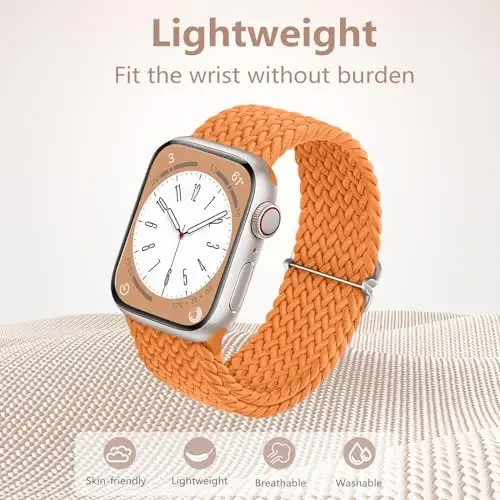 DaQin 4 Pack Braided Solo Loop Apple Watch Band 38mm 40mm 41mm 42mm 44mm 45mm 46mm 49mm ayollar va erkaklar uchun mos, iWatch Series 10 9 8 7 6 5 4 3 2 1 SE Ultra/Ultra 2 uchun cho'ziluvchan yumshoq neylon tasma - 3