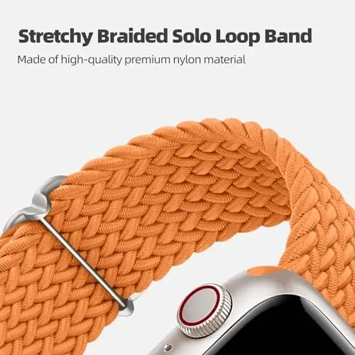 DaQin 4 Pack Braided Solo Loop Apple Watch Band 38mm 40mm 41mm 42mm 44mm 45mm 46mm 49mm ayollar va erkaklar uchun mos, iWatch Series 10 9 8 7 6 5 4 3 2 1 SE Ultra/Ultra 2 uchun cho'ziluvchan yumshoq neylon tasma - 4