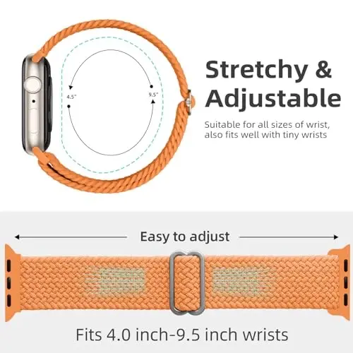DaQin 4 Pack Braided Solo Loop Apple Watch Band 38mm 40mm 41mm 42mm 44mm 45mm 46mm 49mm ayollar va erkaklar uchun mos, iWatch Series 10 9 8 7 6 5 4 3 2 1 SE Ultra/Ultra 2 uchun cho'ziluvchan yumshoq neylon tasma - 5