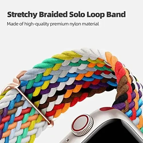 DaQin 4 Pack Braided Solo Loop Apple Watch Band 38mm 40mm 41mm 42mm 44mm 45mm 46mm 49mm ayollar va erkaklar uchun mos keladi, iWatch Series 10 9 8 7 6 5 4 3 2 1 SE Ultra/Ultra 2 uchun cho'ziluvchan yumshoq neylon tasma - 2