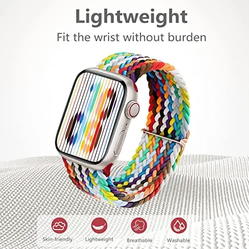 DaQin 4 Pack Braided Solo Loop Apple Watch Band 38mm 40mm 41mm 42mm 44mm 45mm 46mm 49mm ayollar va erkaklar uchun mos keladi, iWatch Series 10 9 8 7 6 5 4 3 2 1 SE Ultra/Ultra 2 uchun cho'ziluvchan yumshoq neylon tasma - 3