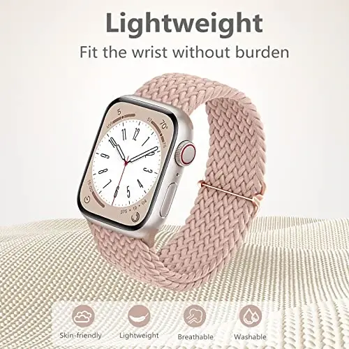 DaQin 4 Pack Braided Solo Loop Compatible with Apple Watch Band 38mm 40mm 41mm 42mm 44mm 45mm 46mm 49mm for Women Men, Stretchy Soft Nylon Strap for iWatch Series 10 9 8 7 6 5 4 3 2 1 SE Ultra/Ultra 2 - 4