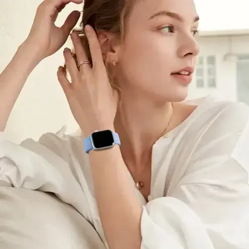 DaQin 4 Pack Braided Solo Loop Compatible with Apple Watch Band 38mm 40mm 41mm 42mm 44mm 45mm 46mm 49mm for Women Men, Stretchy Soft Nylon Strap for iWatch Series 10 9 8 7 6 5 4 3 2 1 SE Ultra/Ultra 2 - 6