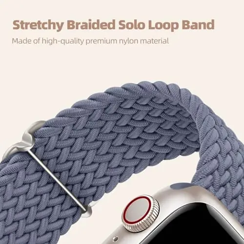 DaQin 4 Pack Braided Stretchy Solo Loop Apple Watch Bands bilan mos keladi, Ayollar Erkaklar uchun 40mm 41mm 42mm 44mm 45mm 46mm 49mm 38mm, iWatch Series 11 10 9 8 7 6 5 4 3 2 1 SE Ultra uchun neylon elastik tasma - 3