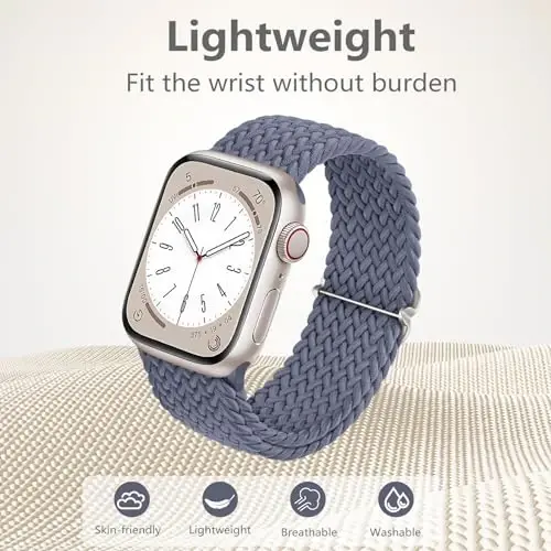 DaQin 4 Pack Braided Stretchy Solo Loop Apple Watch Bands bilan mos keladi, Ayollar Erkaklar uchun 40mm 41mm 42mm 44mm 45mm 46mm 49mm 38mm, iWatch Series 11 10 9 8 7 6 5 4 3 2 1 SE Ultra uchun neylon elastik tasma - 4