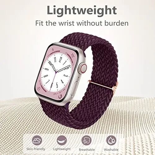 DaQin 4 Pack Braided Stretchy Solo Loop Band for Apple Watch Band Women Men | Elastic Nylon Band 40mm 41mm 42mm 44mm 45mm 46mm 49mm 38mm, Sport Strap for iWatch Series 12 11 10 9 8 7 6 5 4 3 2 1 SE Ultra - 3