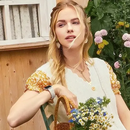 DaQin 4 Pack Floral Engraved Bands Compatible with Apple Watch Band for Women 40mm 41mm 42mm 44mm 45mm 46mm 38mm 49mm, Cute Silicone Flower Pattern Strap for iWatch Series 11 10 9 8 7 6 5 4 3 SE Ultra - 4