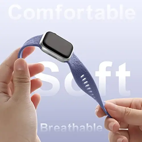 DaQin 4 Pack Floral Naqshli Tasma Apple Watch Band 38mm 40mm 41mm 42mm 44mm 45mm 46mm 49mm Ayollar bilan mos keladi, Yumshoq Silikon Chiroyli Gul naqshli Sport Tasma iWatch Series 10 9 8 7 6 5 4 3 2 1 SE uchun - 4