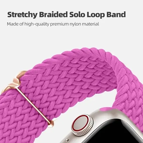 DaQin 4 Pack Braided Solo Loop Compatible with Apple Watch Band 38mm 40mm 41mm 42mm 44mm 45mm 46mm 49mm for Women Men, Stretchy Soft Nylon Strap for iWatch Series 10 9 8 7 6 5 4 3 2 1 SE Ultra/Ultra 2 - MODAZONE (1)