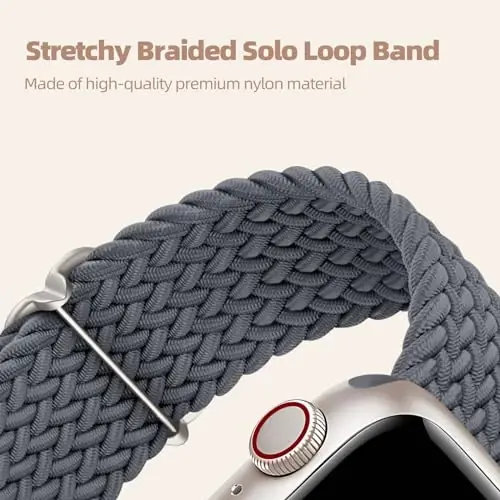 DaQin 4'lü Örgülü Solo Loop Apple Watch Bandı ile Uyumlu 38mm 40mm 41mm 42mm 44mm 45mm 46mm 49mm Kadın Erkek için, iWatch Serisi 10 9 8 7 6 5 4 3 2 1 SE Ultra/Ultra 2 için Esnek Yumuşak Naylon Kayış - 8