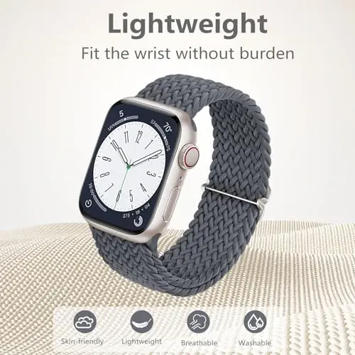 DaQin 4'lü Örgülü Solo Loop Apple Watch Bandı ile Uyumlu 38mm 40mm 41mm 42mm 44mm 45mm 46mm 49mm Kadın Erkek için, iWatch Serisi 10 9 8 7 6 5 4 3 2 1 SE Ultra/Ultra 2 için Esnek Yumuşak Naylon Kayış - 3