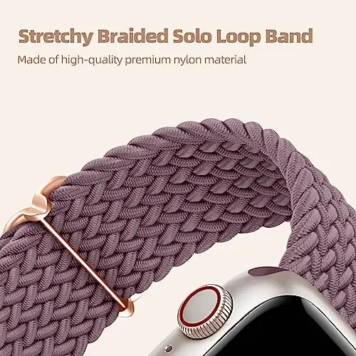 DaQin 4 Pack Braided Stretchy Solo Loop Compatible with Apple Watch Bands for Women Men 40mm 41mm 42mm 44mm 45mm 46mm 49mm 38mm, Nylon Elastic Strap for iWatch Series 11 10 9 8 7 6 5 4 3 2 1 SE Ultra - 2
