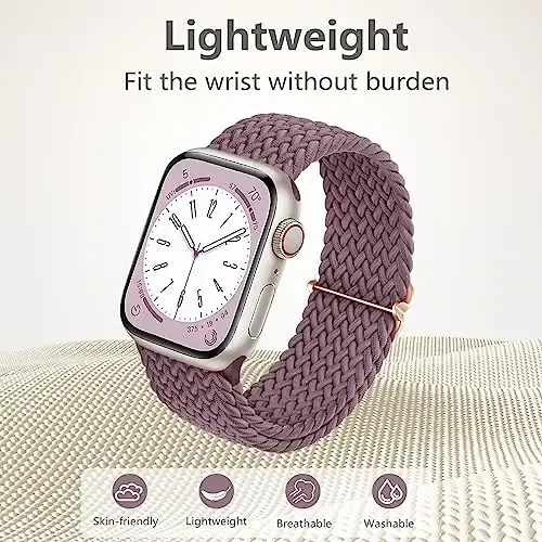 DaQin 4 Pack Braided Stretchy Solo Loop Compatible with Apple Watch Bands for Women Men 40mm 41mm 42mm 44mm 45mm 46mm 49mm 38mm, Nylon Elastic Strap for iWatch Series 11 10 9 8 7 6 5 4 3 2 1 SE Ultra - 3