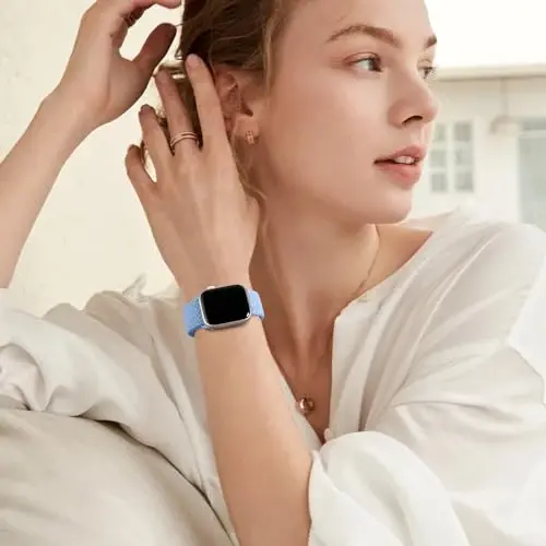 DaQin 4 Pack Braided Stretchy Solo Loop Compatible with Apple Watch Bands for Women Men 40mm 41mm 42mm 44mm 45mm 46mm 49mm 38mm, Nylon Elastic Strap for iWatch Series 11 10 9 8 7 6 5 4 3 2 1 SE Ultra - 6