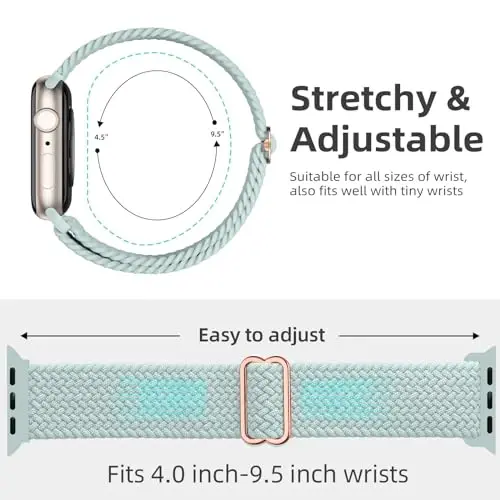 DaQin 4 Pack Braided Stretchy Solo Loop Compatible with Apple Watch Bands for Women Men 40mm 41mm 42mm 44mm 45mm 46mm 49mm 38mm, Nylon Elastic Strap for iWatch Series 11 10 9 8 7 6 5 4 3 2 1 SE Ultra - 3