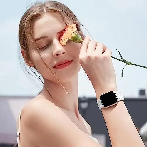 DaQin 4 Pack Floral Bands for Apple Watch Band 40mm 41mm 42mm 38mm Women | Soft Comfort Waterproof Silicone, Cute Flower Engraved Strap for iWatch Series 11 10 9 8 7 6 5 4 3 SE,Fit for Outfit Matching - 7
