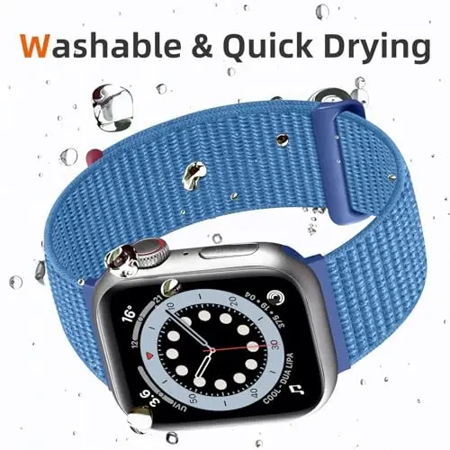 DaQin нейлоновый спортивный ремешок, совместимый с Apple Watch Band 40 мм 38 мм 41 мм 42 мм 44 мм 45 мм 46 мм 49 мм, мягкий дышащий плетеный браслет для iWatch Band для женщин и мужчин Series 11 10 9 8 7 6 5 4 3 2 1 SE Ultra - 4
