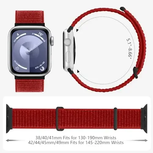 DaQin neylon sport halqasi Apple Watch Band 40mm 38mm 41mm 42mm 44mm 45mm 46mm 49mm bilan mos keladi, ayollar erkaklar uchun iWatch Band uchun yumshoq nafas oladigan o'rilgan bilaguzuk 11 10 9 8 7 6 5 4 3 2 1 SE Ultra - 6