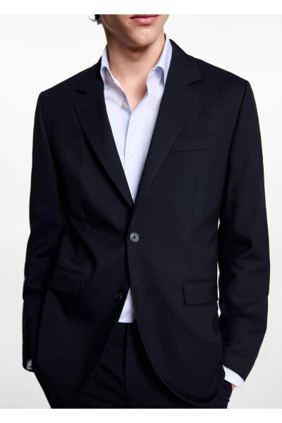 Slim Fit Blazer Ceket-Lacivert - 8