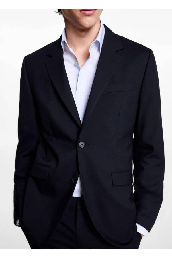 Slim Fit Blazer Ceket-Lacivert - 8