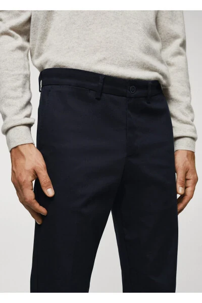 Dar kesim chino pantolon-Lacivert - 3