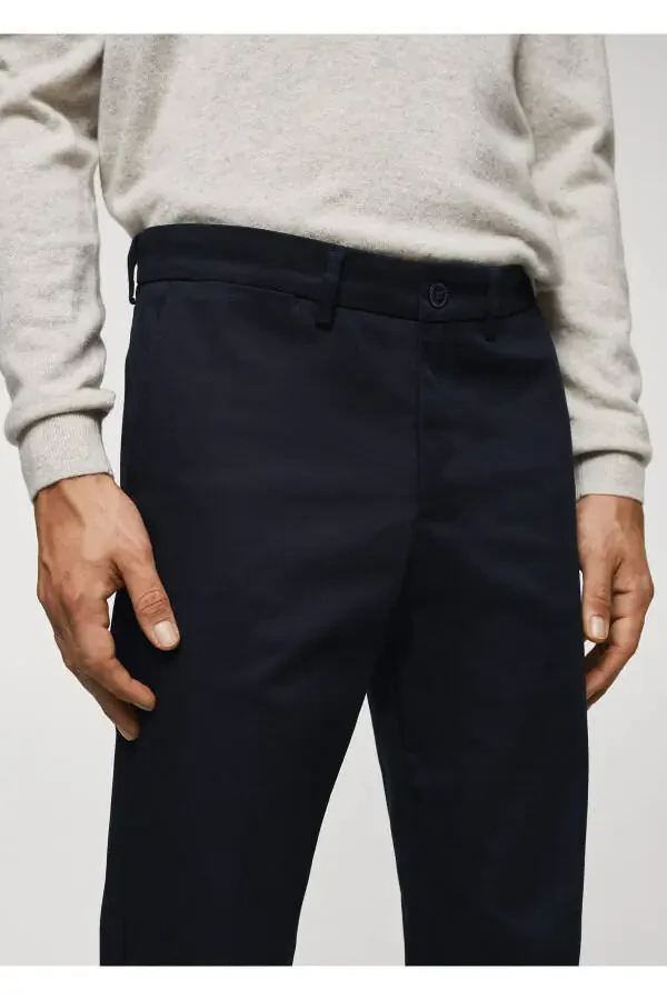 Dar kesim chino pantolon-Lacivert - 3