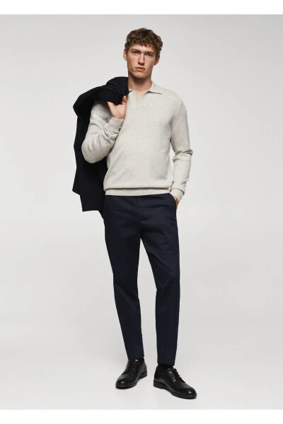 Dar kesim chino pantolon-Lacivert - 9