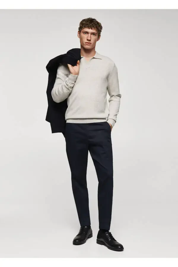 Dar kesim chino pantolon-Lacivert - 9