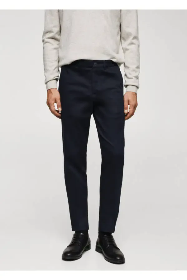 Dar kesim chino pantolon-Lacivert - 10