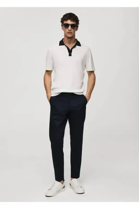 Dar kesim chino pantolon-Lacivert - 2