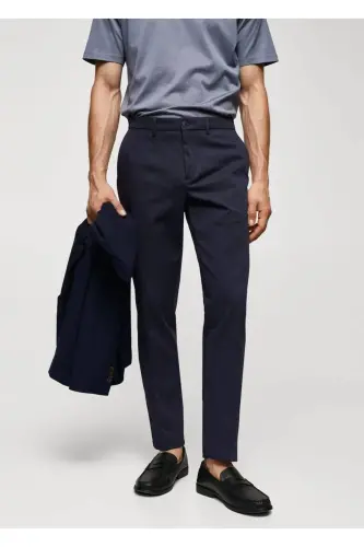 Dar kesim chino pantolon-Mürekkep Mavisi - 1