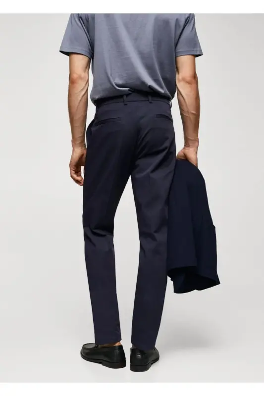 Dar kesim chino pantolon-Mürekkep Mavisi - 4