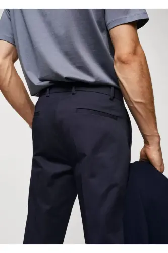 Dar kesim chino pantolon-Mürekkep Mavisi - 7