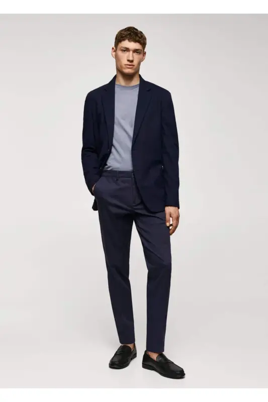 Dar kesim chino pantolon-Mürekkep Mavisi - 2