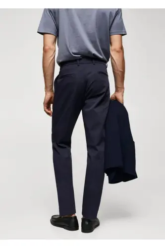 Dar kesim chino pantolon-Mürekkep Mavisi - 4