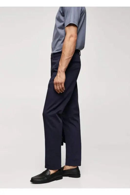 Dar kesim chino pantolon-Mürekkep Mavisi - 8