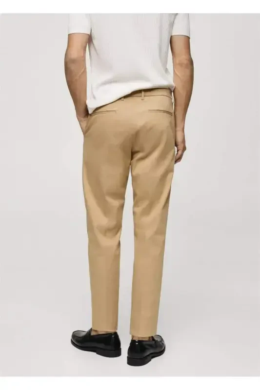 Dar kesim chino pantolon-Orta Kahverengi - 4