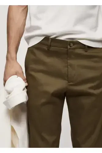 Dar kesim chino pantolon-Tütün Kahvesi - 8