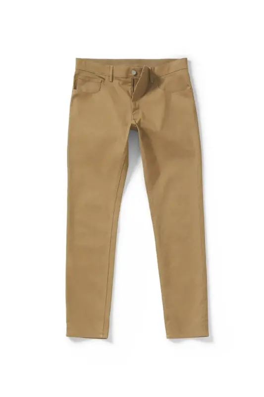 Dar Kesim Denim Görünümlü Serj Pantolon - Kahverengi - 6