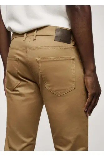 Dar Kesim Denim Görünümlü Serj Pantolon - Kahverengi - 8