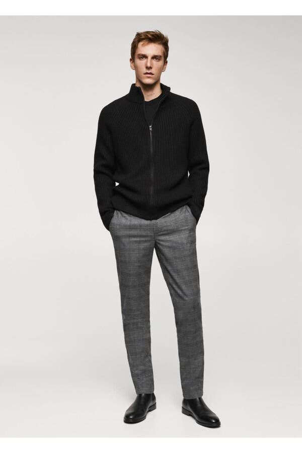 Dar Kesim Kareli Pamuklu Pantolon - 2