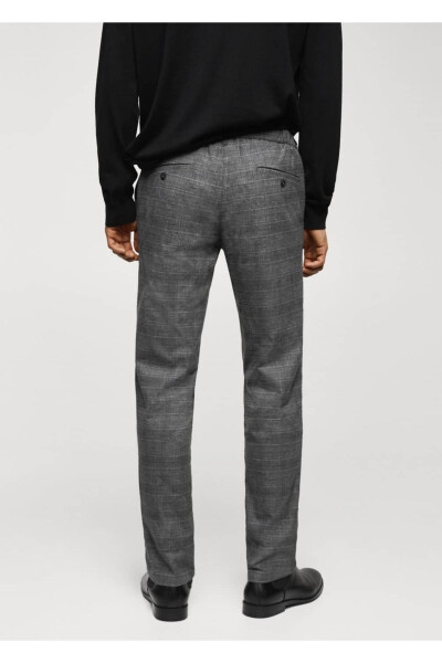 Dar Kesim Kareli Pamuklu Pantolon - 4