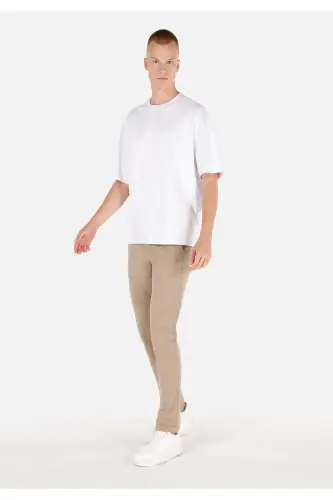 Slim Fit Orta Bel Düz Paça Erkek Bej Astarsız Pantolon - SARI - 3