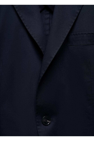 Dar kesim pamuklu blazer ceket-Lacivert - 5
