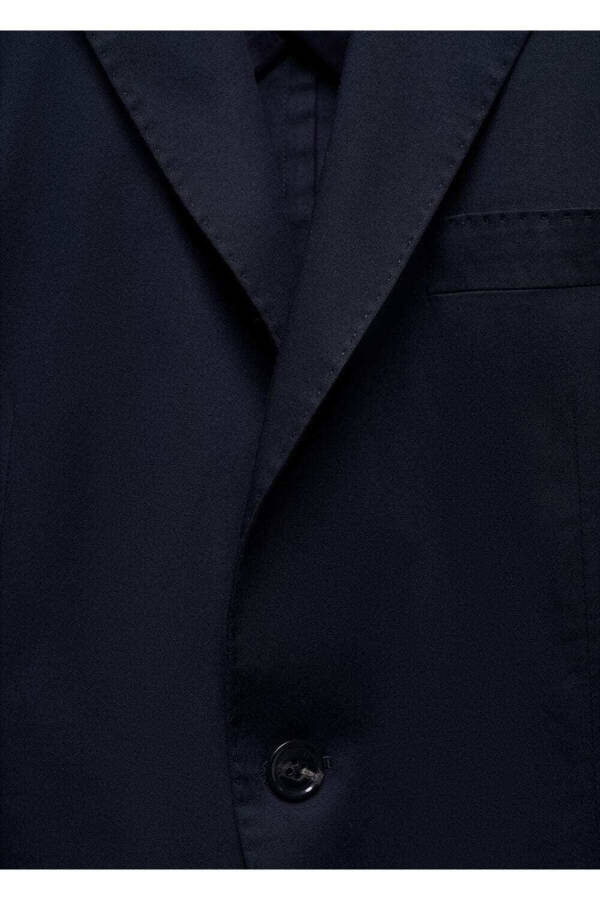 Dar kesim pamuklu blazer ceket-Lacivert - 5